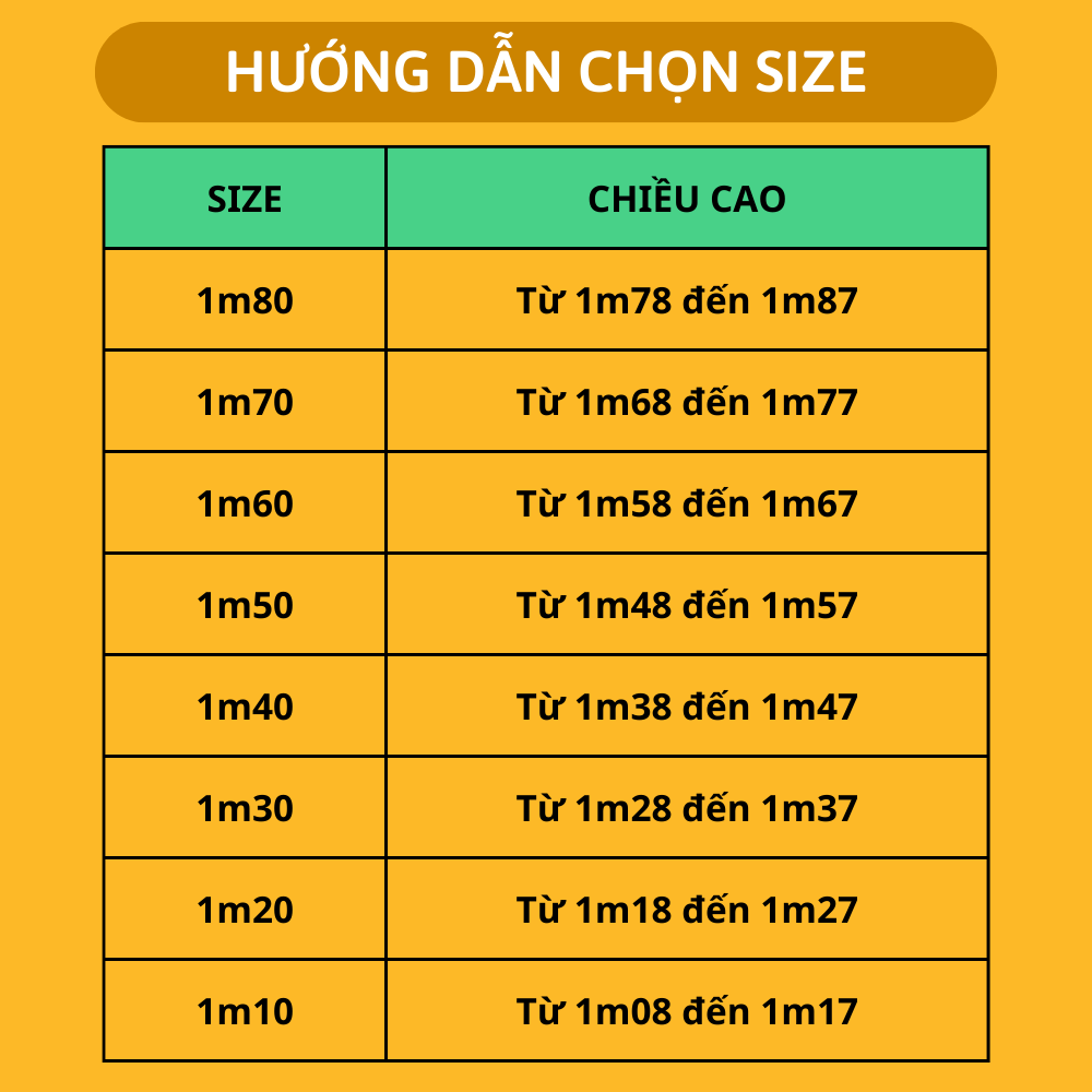 Hướng dẫn chọn size võ phục